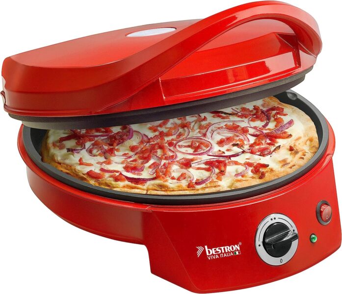 Bestron horno grill eléctrico para pizza, viva italia, color rojo 1800w